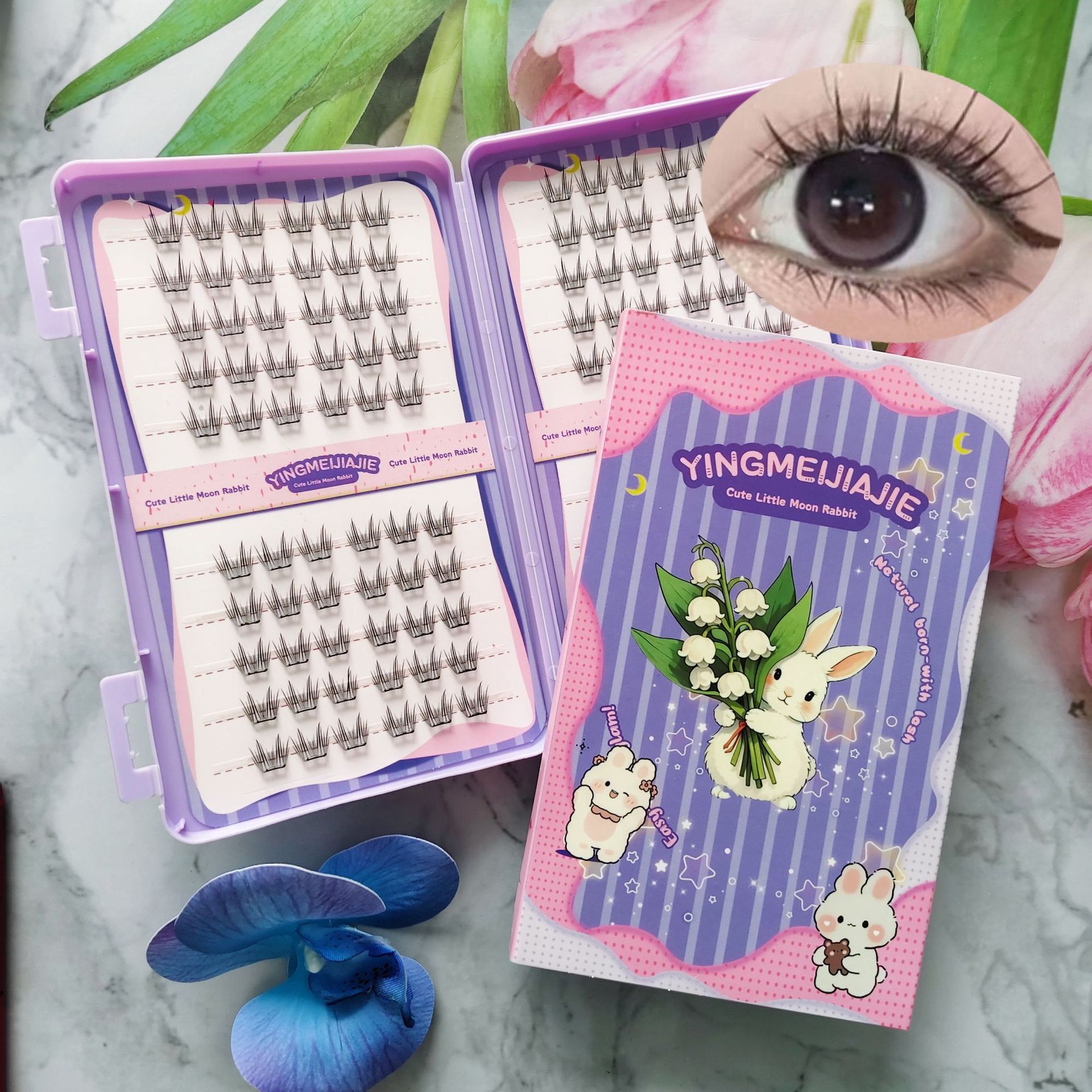 20 filas de paquete de caja de regalo de pestañas falsas transfronterizas, pestañas falsas densas, pestañas falsas sin pegamento.