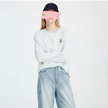 条纹T恤打底衫女2025秋季新款圆领长袖卫衣女韩版上衣服外贸女装