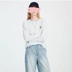 条纹T恤打底衫女2025秋季新款圆领长袖卫衣女韩版上衣服外贸女装