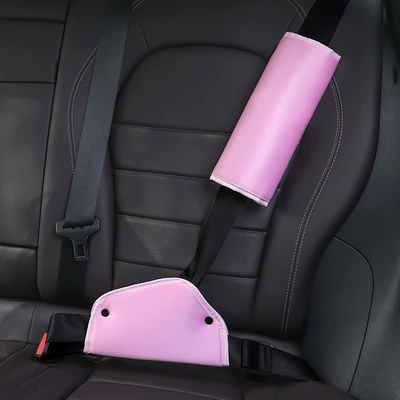 Children's Safety Belt Adjustment: Seat belt shoulder pad - simple-pink-thick-shoulder-pads-belly-plate