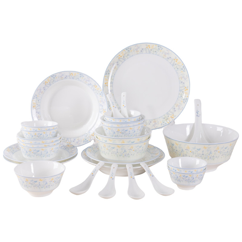 Cerámica solta Yongxia hueso de porcelana doméstica nueva mesa creativa ensalada de fideos cuenco de sopa de pescado enchuerto conjunto de cubiertos