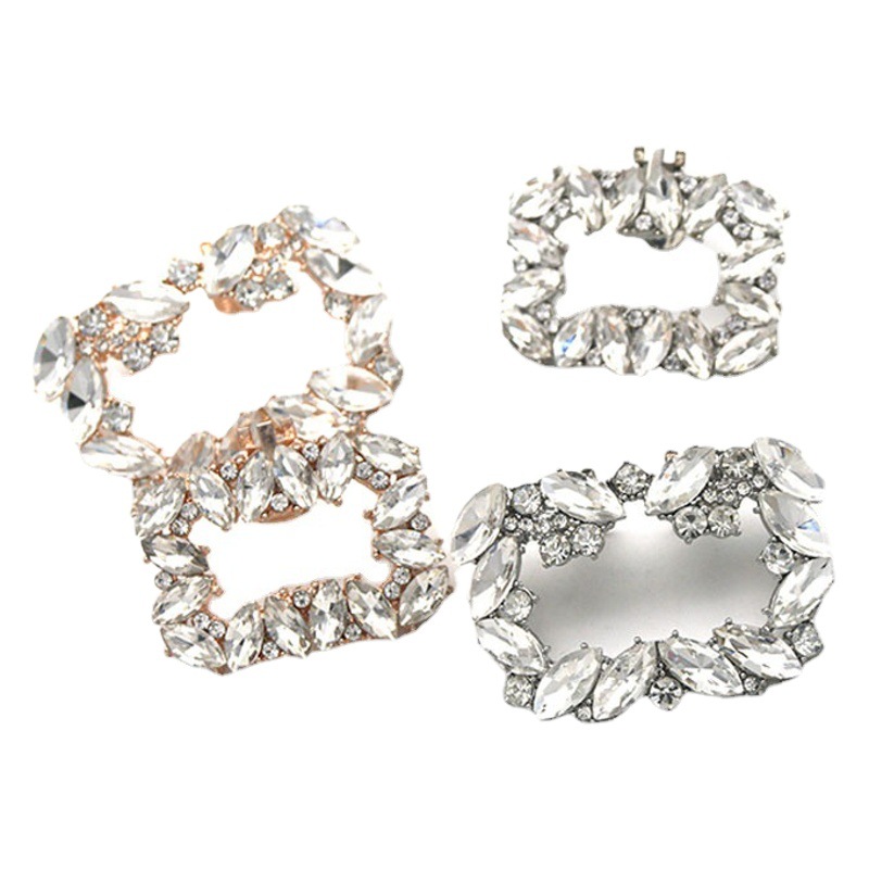 Botas de mujer decoración de Vamp zapato extraíble Flor de cristal zapato clip zapatos de boda cuadrado de metal hebilla de zapatos tacones altos Accesorios