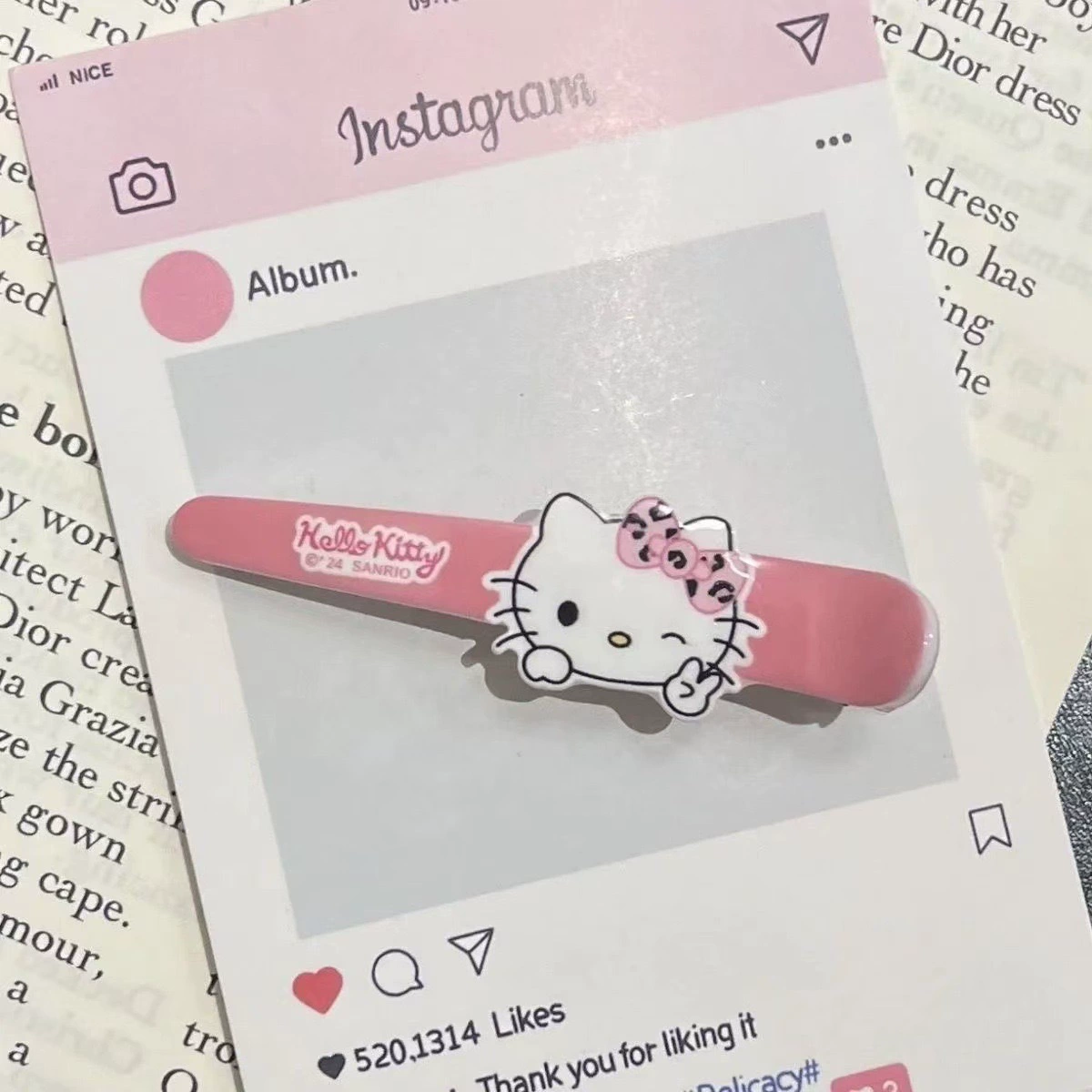 Заколка для волос Sanrio Hello Kitty акриловая, 8 см, леопардовый принт