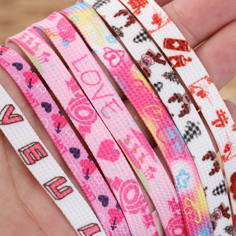 Pink Valentine's Day Shoelaces for Men and Women Canvas Shoes Sneakers Aj1Af1 Air Force One Dunk Shoelace Rope Pair