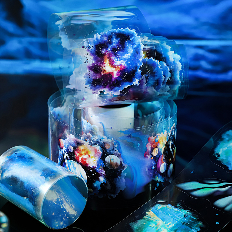 Ketchup Girl Die Cut PET Tape Shuttle Galaxy Series Cuentas de mano Cosmos Galaxy Tape