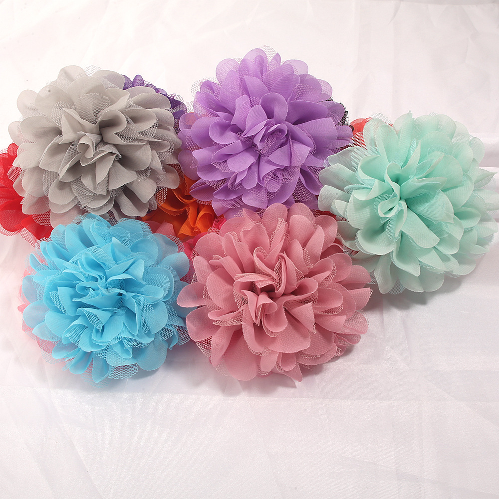 12CM chiffon flower headband, children's hairband, headband, hair ring, DIY accessories, pet accessories, large flower, in-stock wholesale