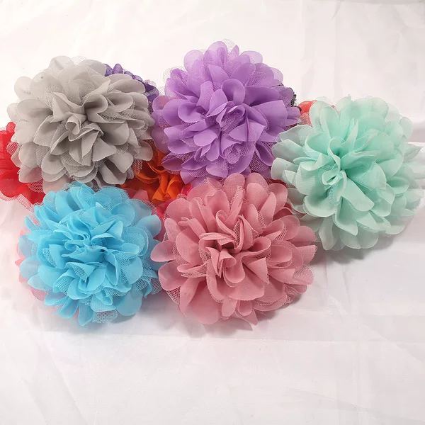 12CM chiffon flower headband, children's hairband, headband, hair ring, DIY accessories, pet accessories, large flower, in-stock wholesale