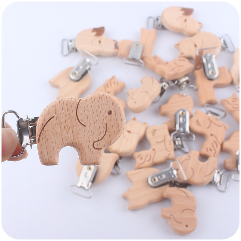 Bebé suministros de dibujos animados animal haya clip bebé creativo elefante forma DIY chupete cadena joyería Accesorios