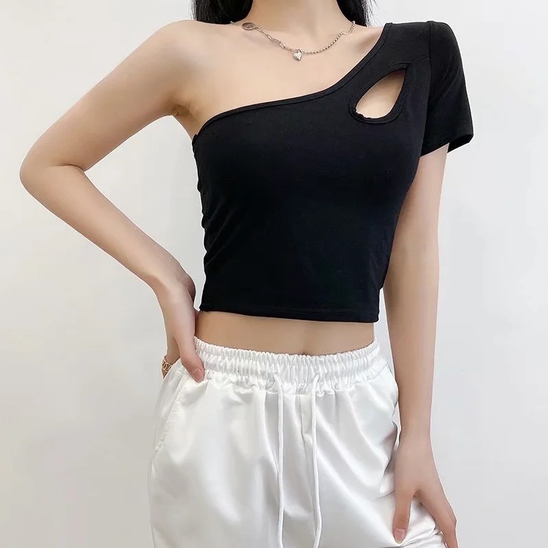 new elastic tight-fitting solid color T-shirt NSHS44298