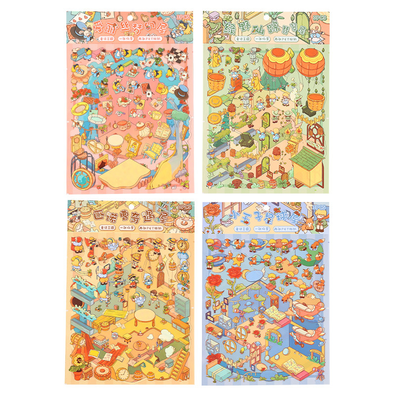 Pegatinas de paisajismo tridimensional en 3D de Yuezhen Material de decoración de cuentas de cuento de hadas Paisaje de cuento de hadas Pegatinas de bricolaje