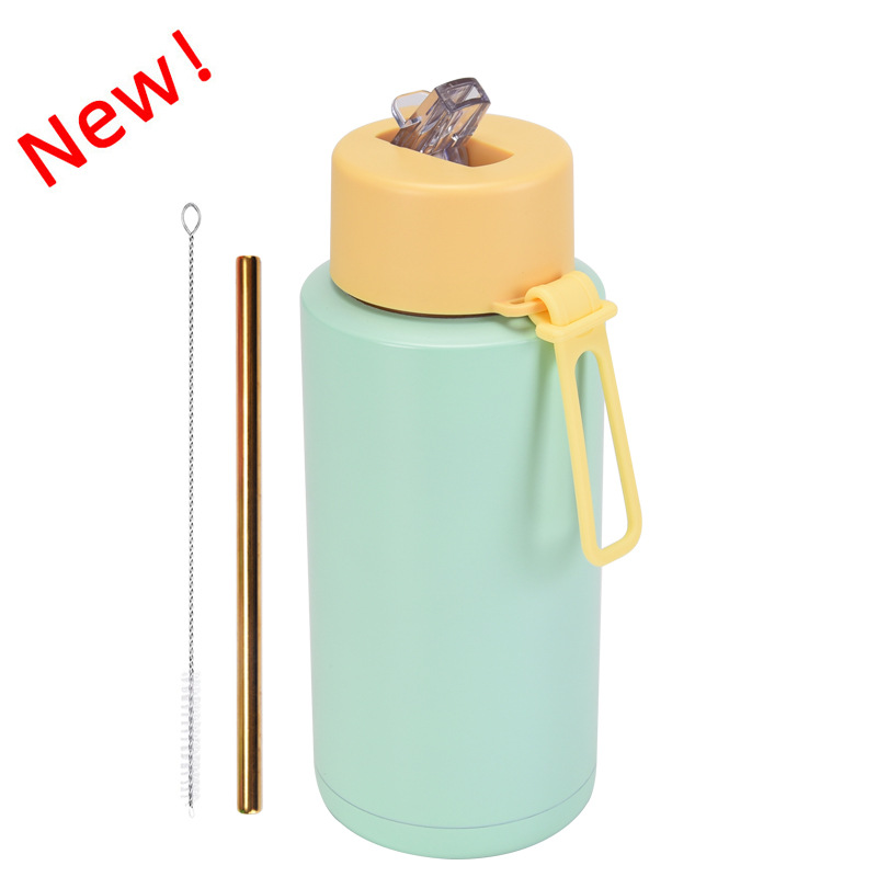 2025 nuevo hervidero deportivo de acero inoxidable de gran capacidad, de boca grande portátil estadounidense de 1L, preservación del calor y enfriamiento al vacío