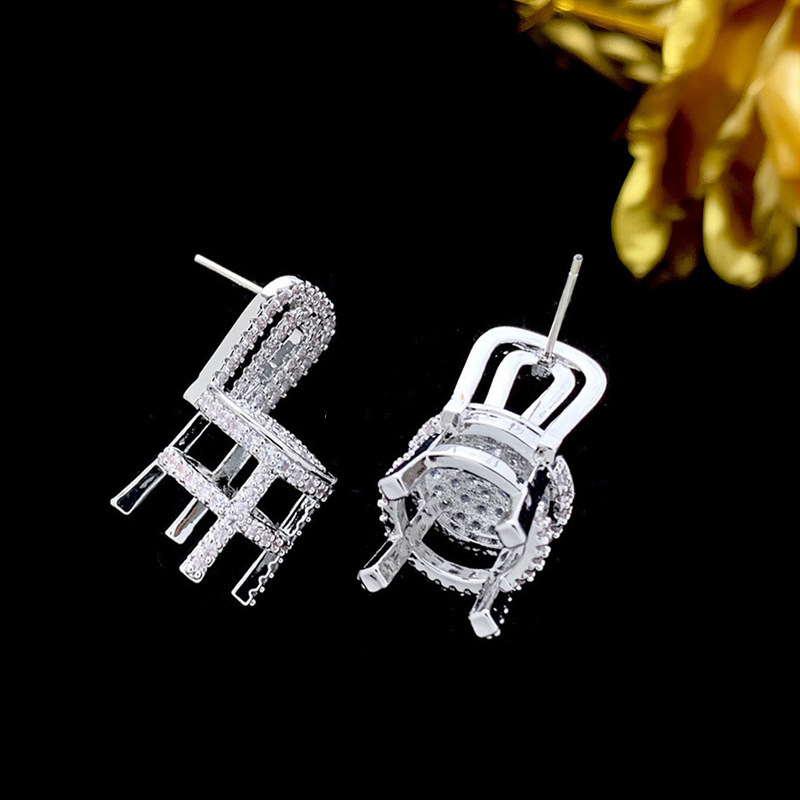 1 Paire Brillant Chaise Incruster Le Cuivre Zircon Boucles D'oreilles display picture 4