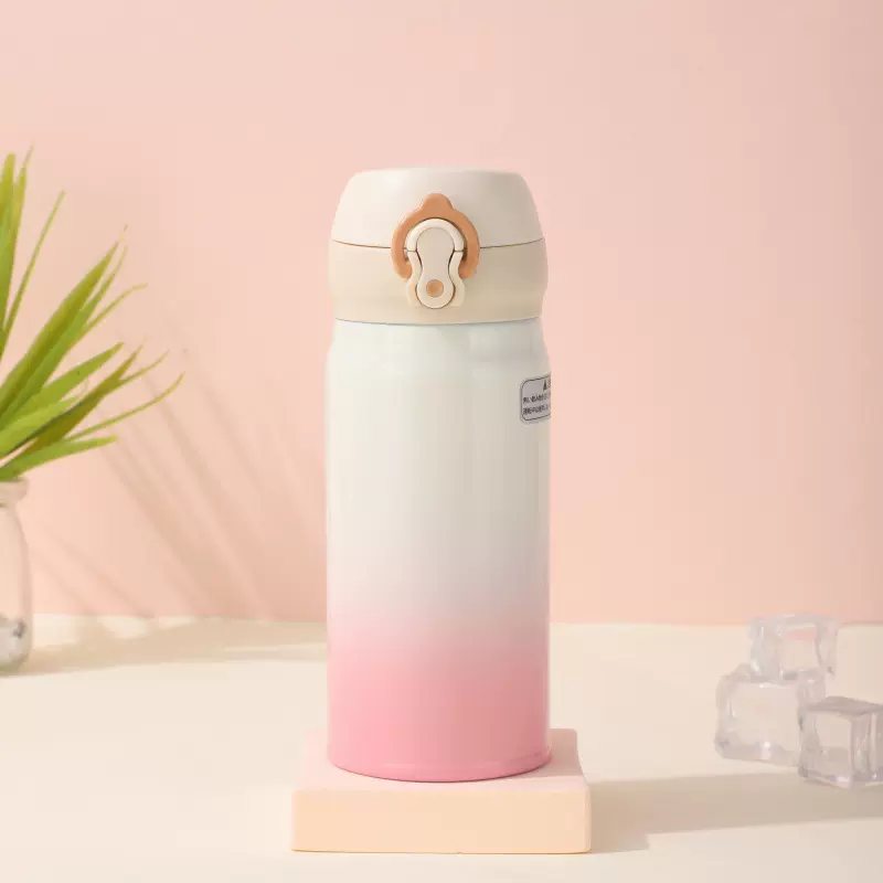 跨境304不锈钢保温杯渐变色水杯家用弹跳杯户外便携随手杯批发