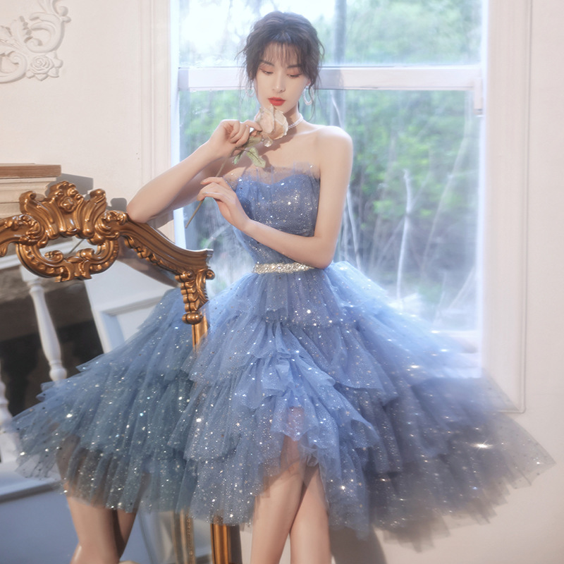 Princess Evening Dress for Women 2026 New Style Elegant Birthday Party Banquet Super Fairy Strapless Student Graduation Dress