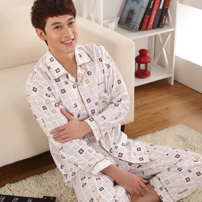 2024 nuevo pijama a cuadros para hombres primavera y otoño algodón de manga larga tamaño grande otoño y invierno para hombres se puede usar ropa para el hogar