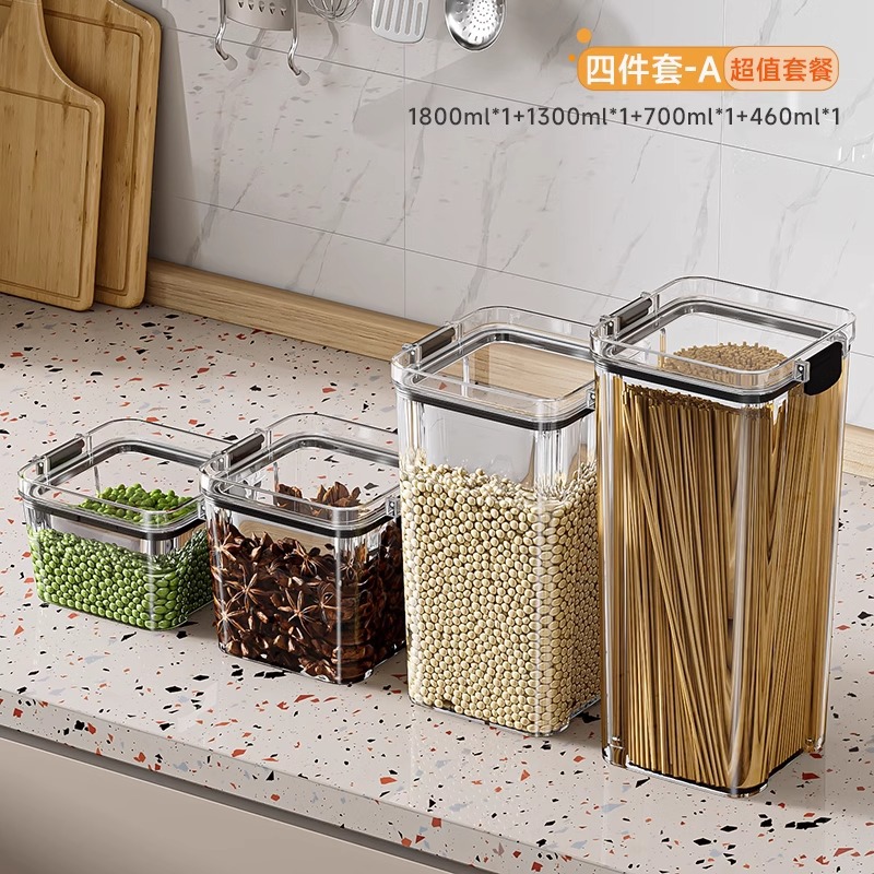 Tanque de sellado granos de cocina almacenamiento de seguridad tanque de plástico transparente caja de bocadillos productos secos tanque de almacenamiento de té
