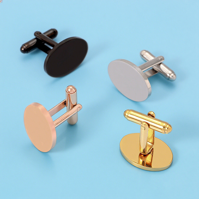 Factory Direct Sales Cross-Border New Product Cufflinks Men's Shirt Cufflinks Stainless Steel 20*14mm Oval Cufflinks