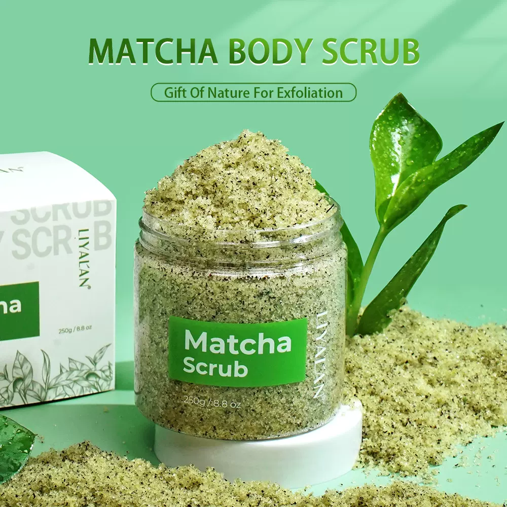 跨境抹茶净爽身体磨砂膏清洁软化角质鳄梨油柔润沐浴海盐磨砂膏