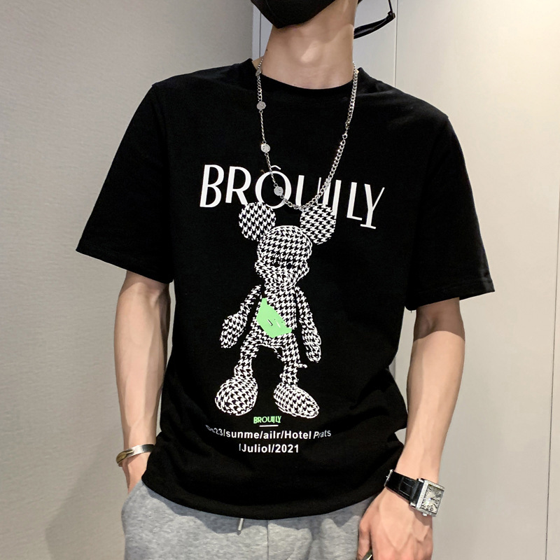 2023 New Men's T-shirt Short Sleeve Fashion Brand Fashion Versatile INS Super Fire Half Sleeve Summer Thin Print Top_voghion.com
