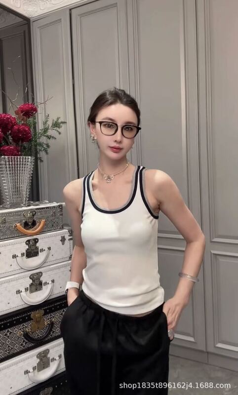 撞色拼接U领无袖背心女欧洲站2025早秋新款欧货女装洋气打底衫潮|undefined