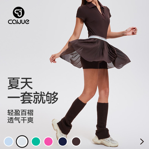 Cross-border new sports POLO shirt women summer badminton quick-dry running fitness short skirt outdoor tennis skirt set for women