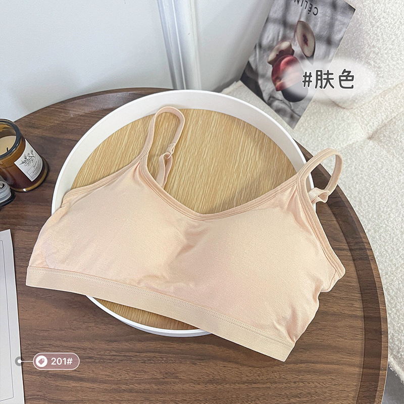 Sling para mujer Sujetador de verano de una pieza con almohadilla para el pecho, chaleco trasero de belleza, ropa interior sin costuras, tirantes finos con posavasos