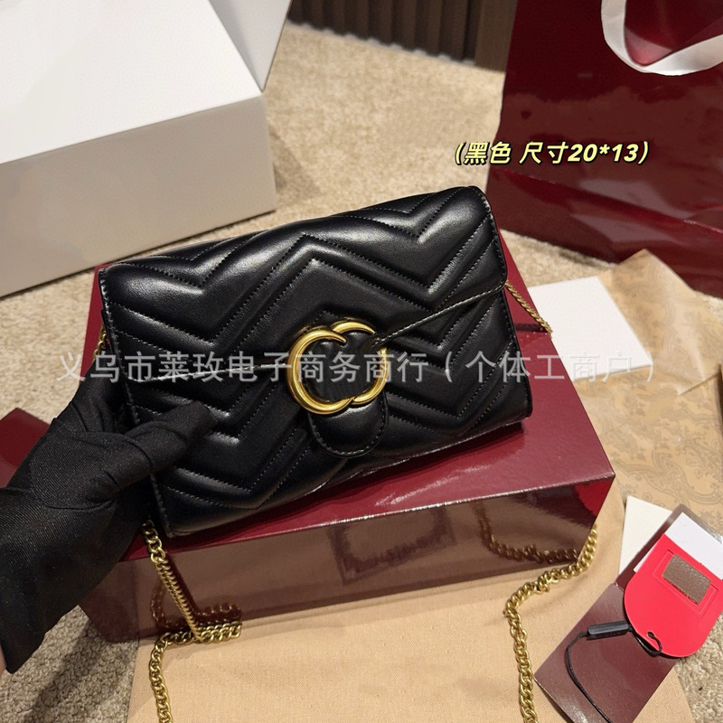 25 Cross-Border New g Brand Mammon Woc Envelope Bag Fashion High-End Versatile Genuine Leather Chain Shoulder Crossbody Small Square Bag