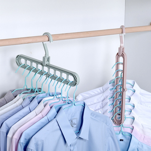 Multifunctional Clothes Rack Nine-Hole Clothes Rack Scratchless Folding Pants Rack Dorm Room Organization Storage Gadget Rotating Clothes Rack Wholesale