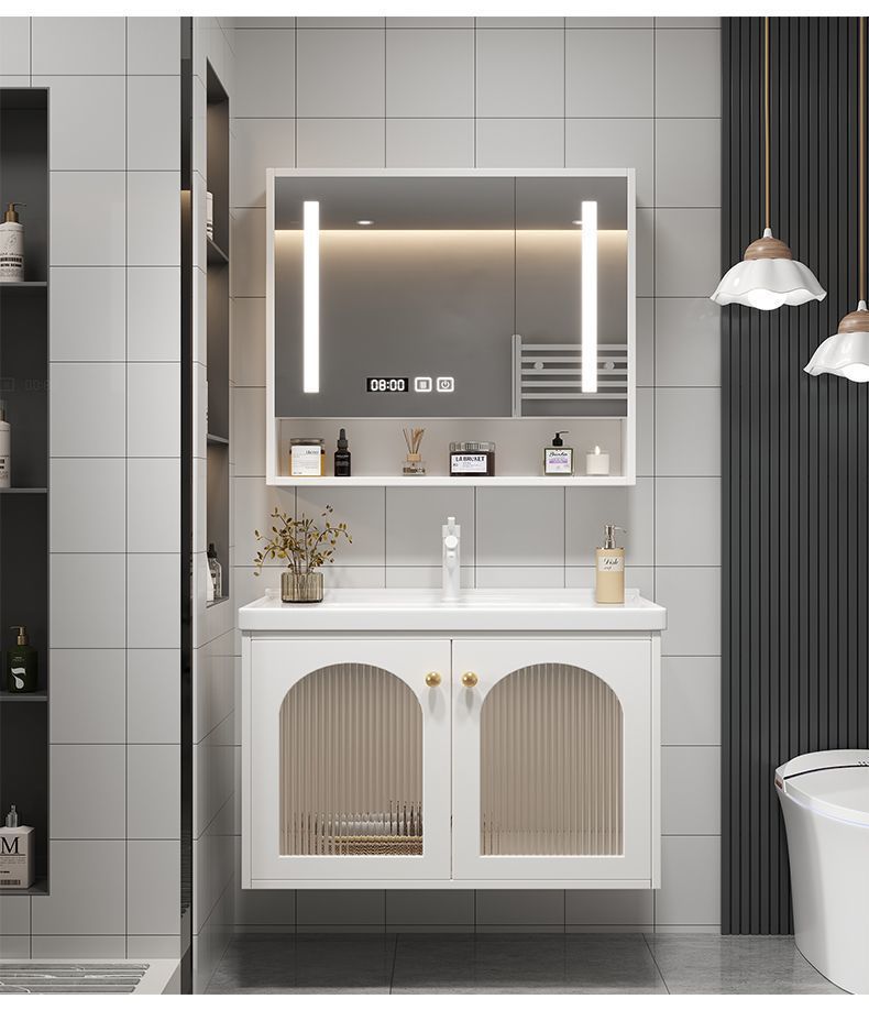 Pastoral simple solid wood washbasin, bathroom cabinet combination, ceramic bathroom integrated, intelligent washbasin and washbasin, oak undefined
