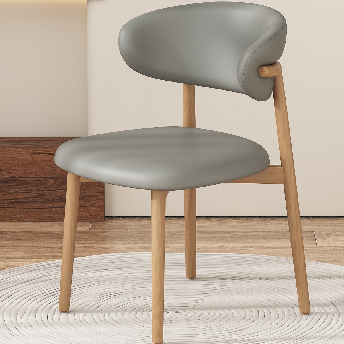 목재 컬러 프레임 라이트 그레이 가죽