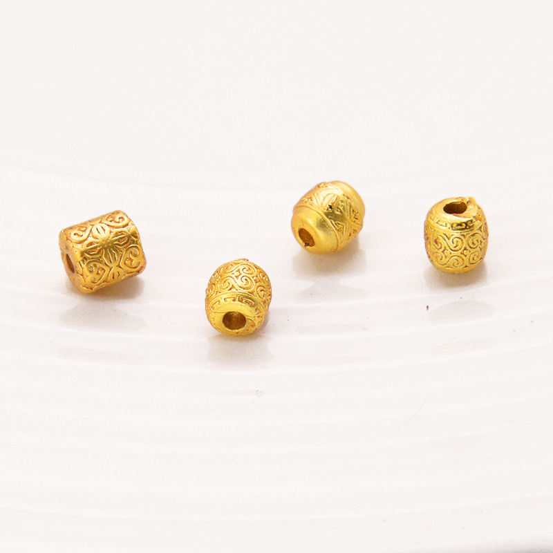 高保色沙金配件diy饰品古法金如意桶珠隔珠手链手串散珠编织串珠|undefined