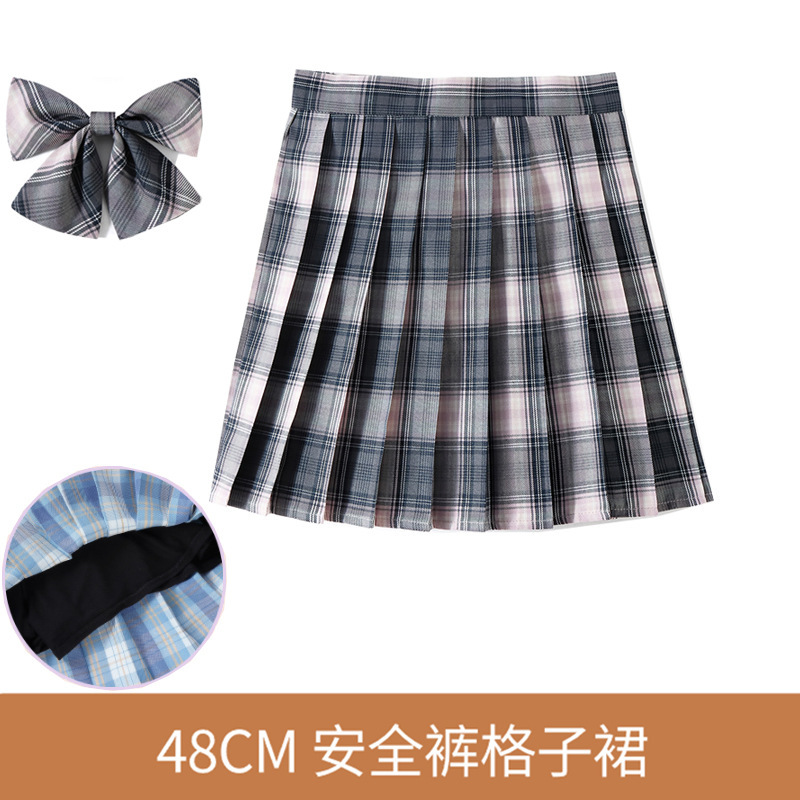 48CM现货内衬安全裤制服格子学院日系百褶班服校服学生短半身女裙|undefined