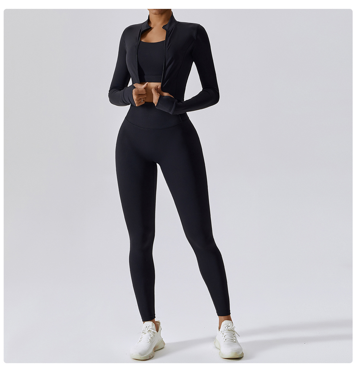 Simple Style Solid Color Nylon Spandex Standing Collar Tracksuits 3 Piece Sets display picture 27