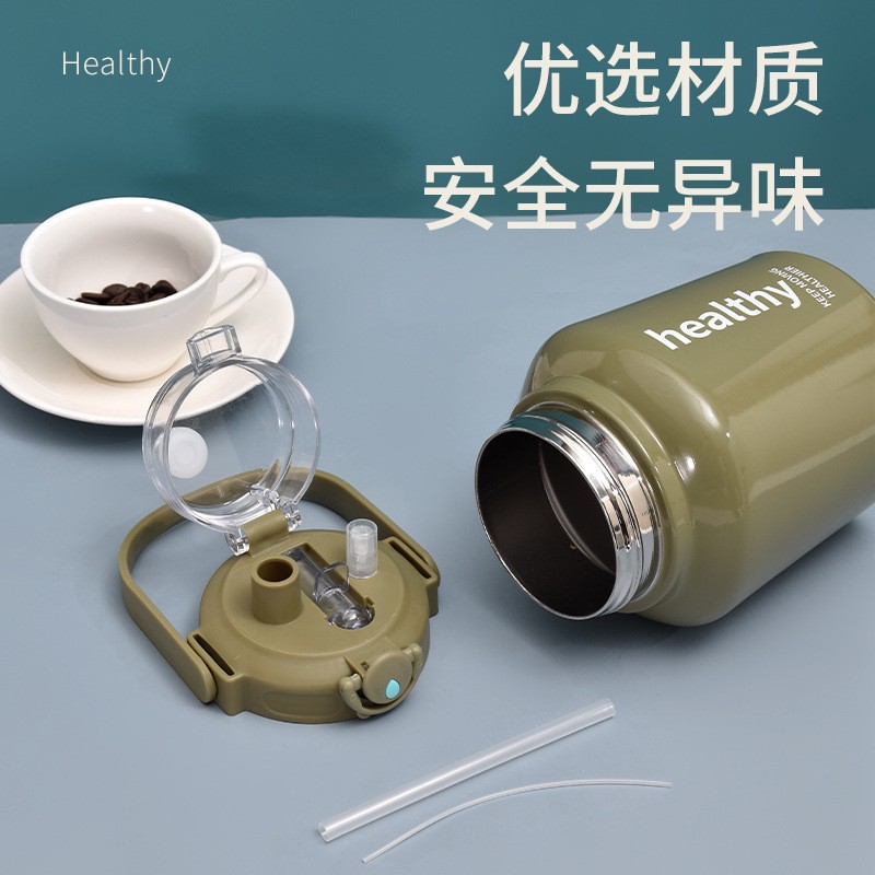 Nueva sola bebida doble Cubo de azúcar grande taza del vientre 316 Acero inoxidable vacío gran capacidad hervidor portátil al aire libre con paja