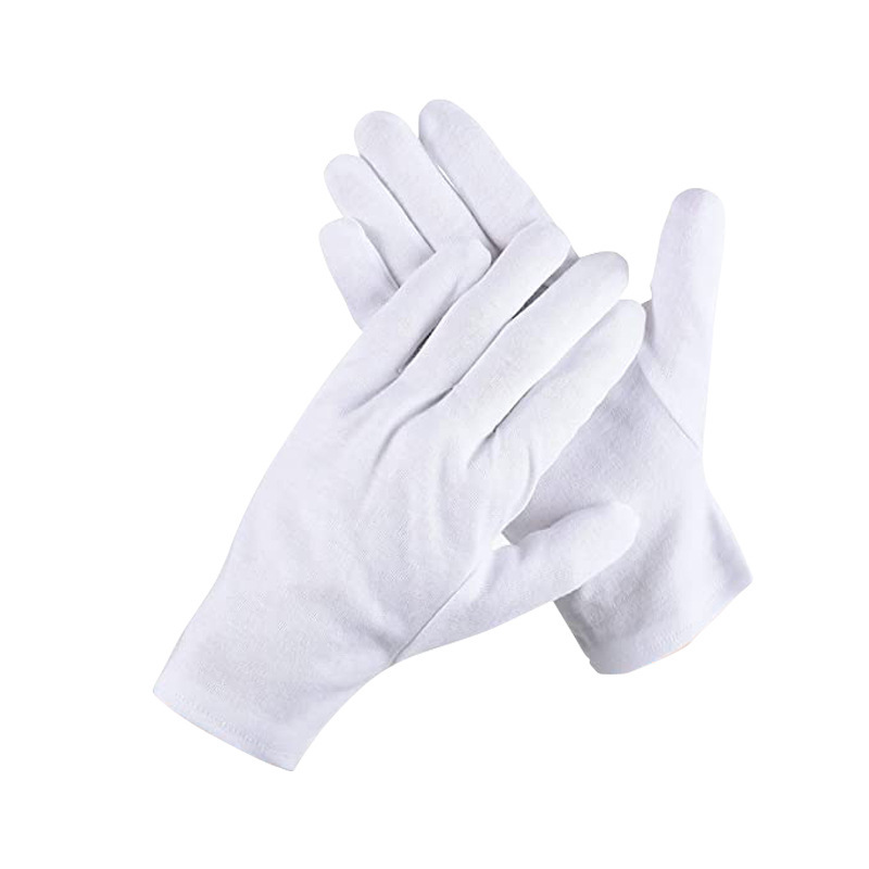 Amazon transfronteriza de algodón blanco etiqueta guantes de doble pieza Protección Laboral guantes de trabajo Comercio exterior guantes al por mayor