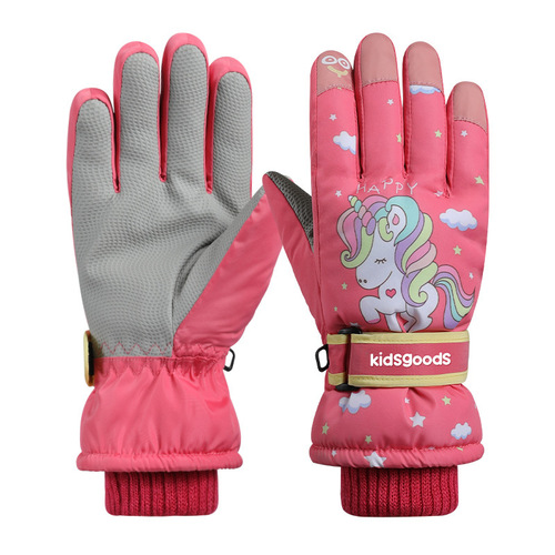 Children's gloves to keep warm in winter cartoon boys and girls kids outdoor riding skiing non-slip waterproof wholesale cross-border