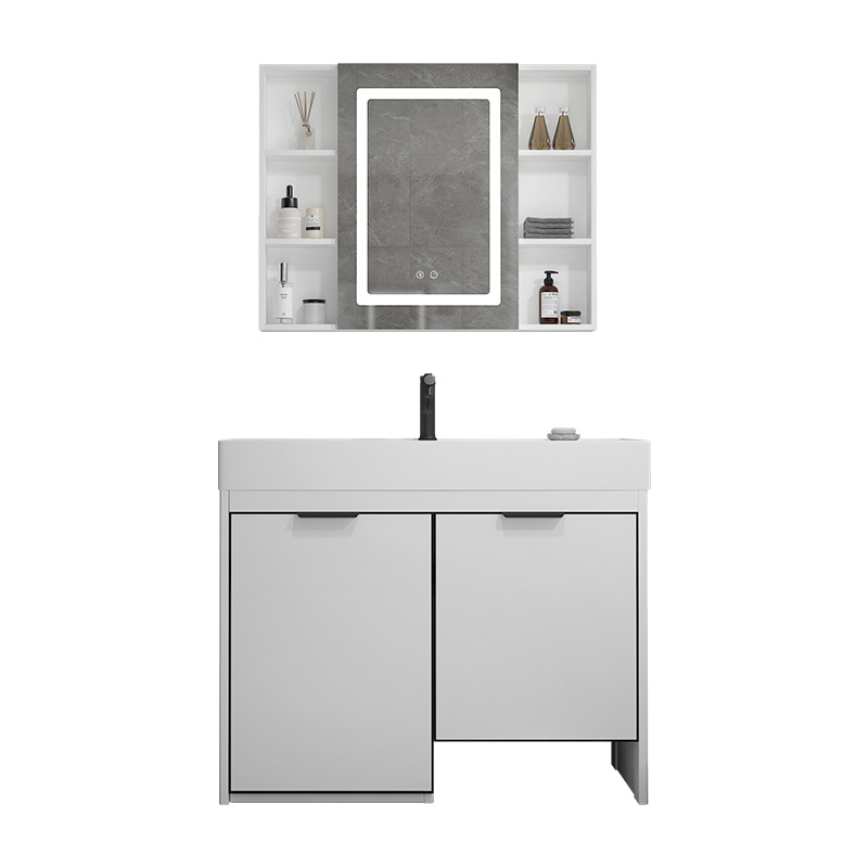 armario de lavandería de aluminio espacial con robot de barrido de piso armario de balcón combinación lavabo de mano armario de almacenamiento lavabo