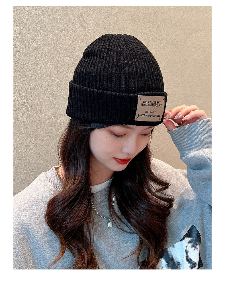 Winer Warm Whie Knied For Women And Men Wih Pach Leers, Vinage Syle, Large Head Circumference, Cold Weaher_voghion.com