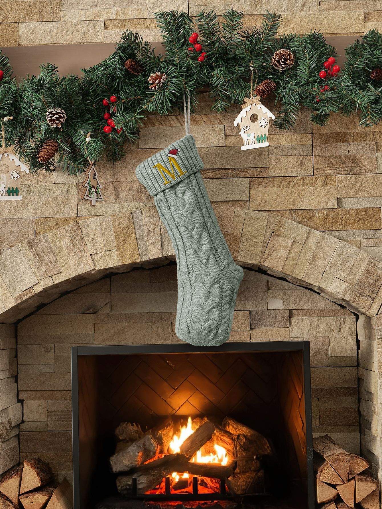 Amazon Europa y los Estados Unidos medias de Navidad personalizadas bordadas calcetines de letras de punto medias de regalo de Navidad colgantes fabricantes image 54