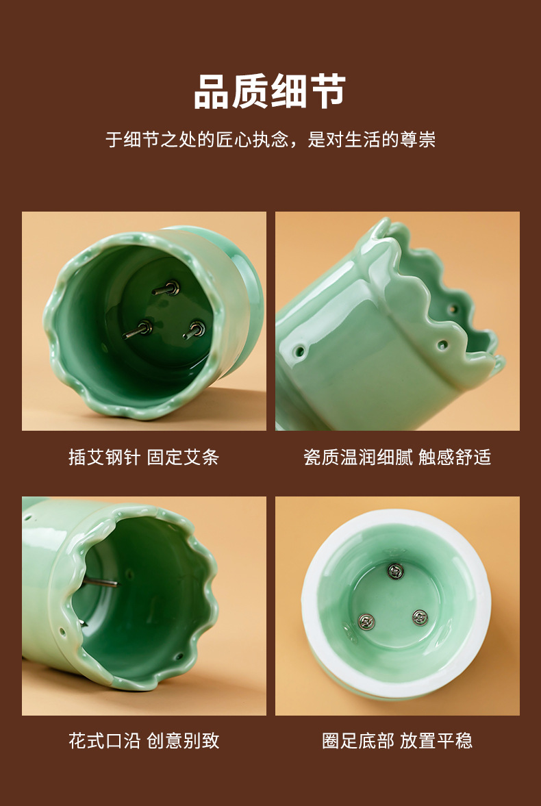 Ceramic Lotus Moxa Cup Gua Sha Warm Moxibustion Device for Neck Meridian Care 0.5kg in use