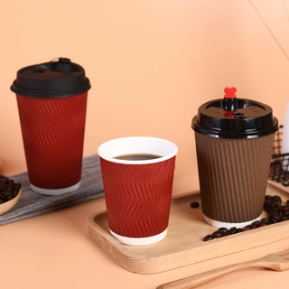 定制瓦楞杯隔热一次性8盎司等加厚双层咖啡奶茶杯外带咖啡杯批发
