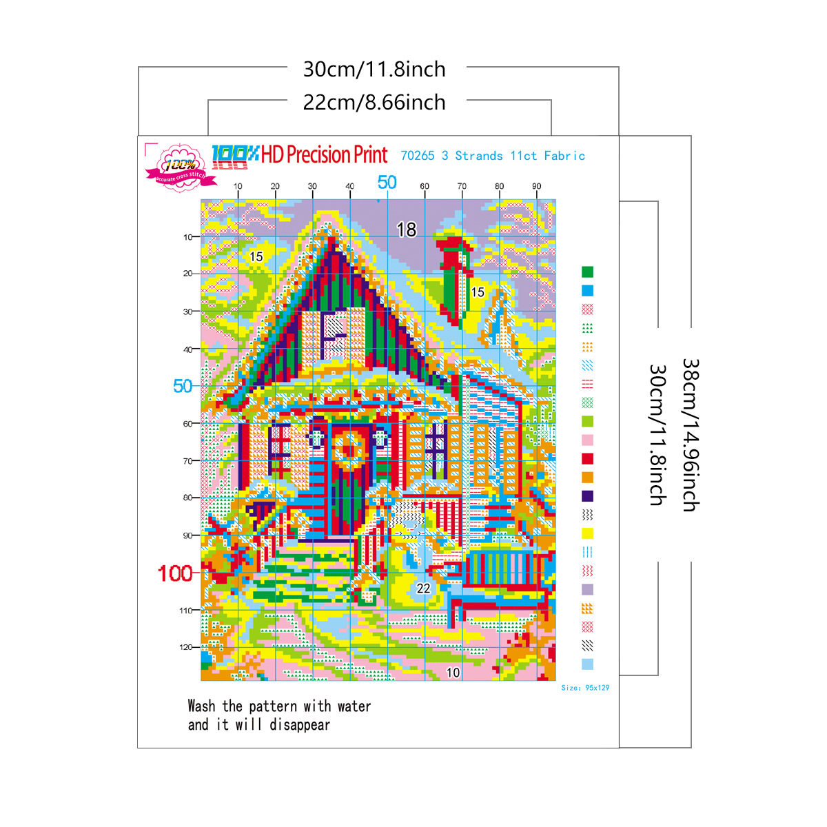 Ventas transfronterizas Amazon mayorista Navidad nuevo bordado cruzado Navidad casa roja paisaje de nieve Europa y América pintura decorativa de paisaje de nieve