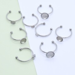 工場直販 diy ステンレス鋼ポリッシュオープンリングラウンドベース空のサポートリング調節可能なジュエリー卸売