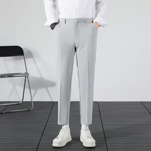Chandelier nine-point small western pants, light mature style, spring and autumn straight leg casual suit pants, trendy Insta Korean men's pants