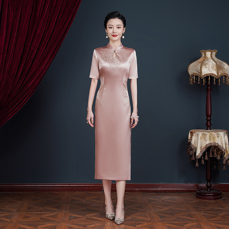 春秋妈妈婚宴礼服高贵年轻平时可穿洋气喜婆婆婚宴装旗袍连衣裙|undefined