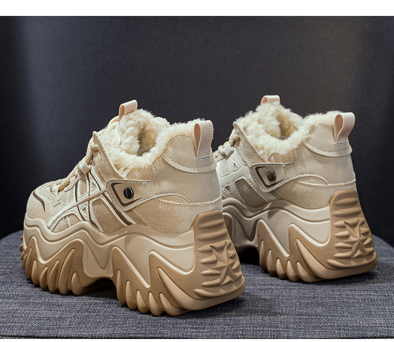 Giày sneaker nữ đế dày tăng chiều cao phong cách Hàn Quốc mùa thu đông 2026 — 5006-1 lót lông nâu, 5006-1 lót lông đen, 5006 một lớp màu kem, 5006 một lớp nâu chi tiết 21