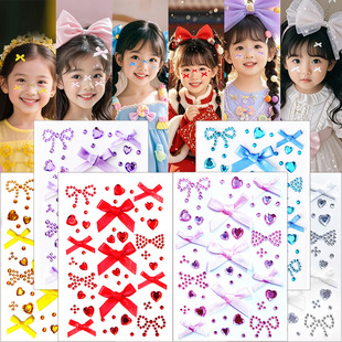 Cute Bow Nail Art Butterfly Face Makeup Sticker Jewelry Sticker Diamond Should Aid Love Diamond Makeup Sticker Music Festival Diamond