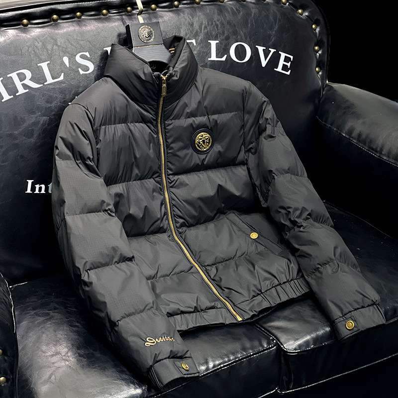 European Trendy Stand-Up Collar down Jacket Men's Winter New Casual Fashion Warm Top Men's White Duck down Jacket