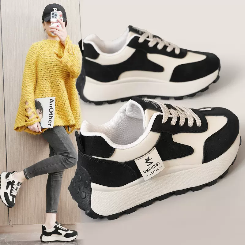 YB2F28新款透气小白鞋2025春秋季耐磨休闲薄底增高韩版板鞋学院潮
