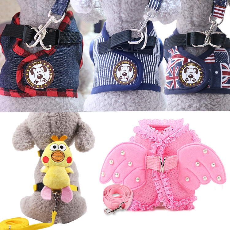 Liquidación de correas para perros de primavera y verano, arnés de mezclilla para gatos, correas para mascotas, suministros para perros, adecuadas para Teddy y gatos.